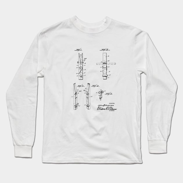 Clips VINTAGE PATENT DRAWING Long Sleeve T-Shirt by skstring